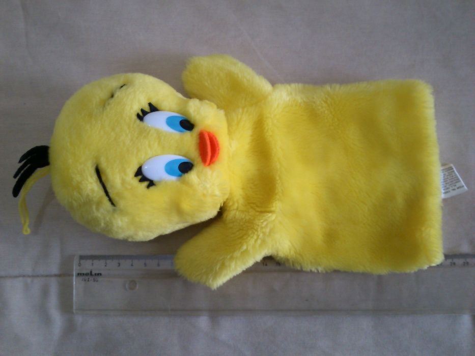 Marioneta de mão Tweety (Piu-Piu) da Warner Bros.1990, Made in Korea