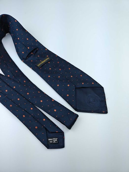 Roccobarocco granatowy włoski jedwabny krawat w kropki wrz339