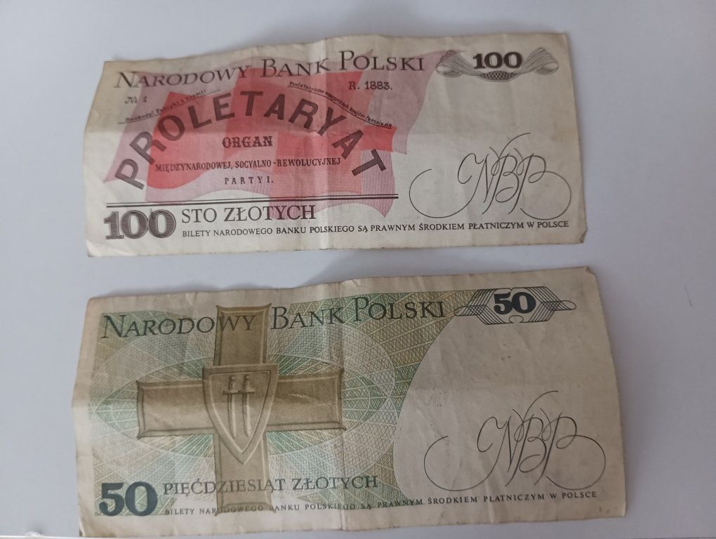 Banknoty 100 i 50 zł PRL