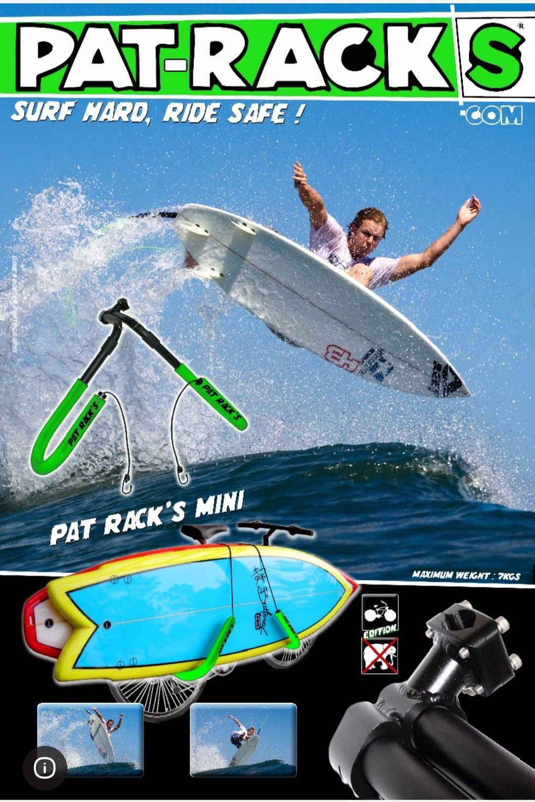 Rack para prancha de surf para sccoter ou bicicleta