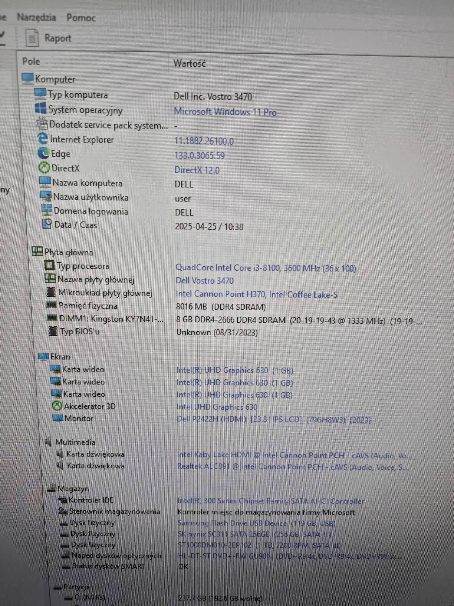Dell Vostro 3470 i3-8100/8GB/256GB SSD+1TB HDD
