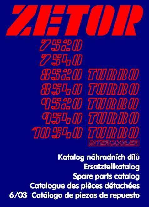 Zetor 7520, 7540, 8520, 8540, 9520, 9540, 10540 katalog części
