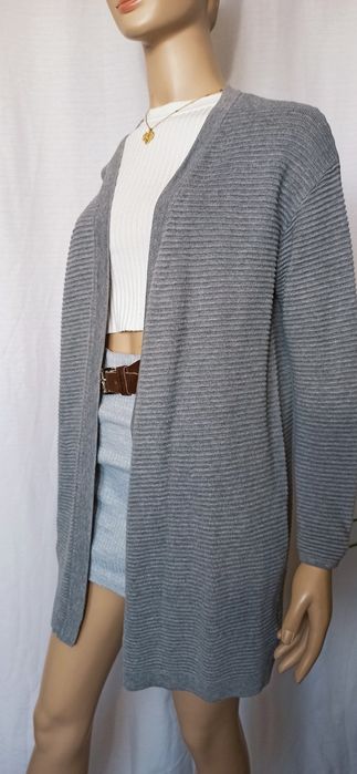 Sg Szary kardigan 34 , 36 XS , S ciążowy  dłuższy luźny sweter oversiz