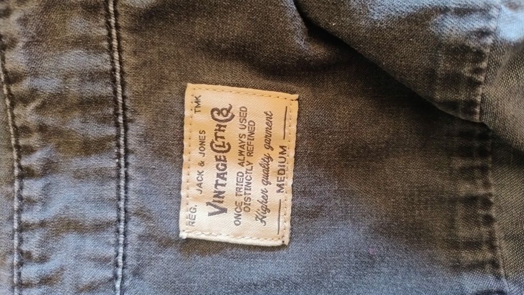 Męska koszula jeans ciemno szara wyblakła czerń rozmiar M . Jack &Jone