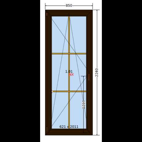 Okno PCV 85x224 / 850x2240 - Oknooultet / TANIO