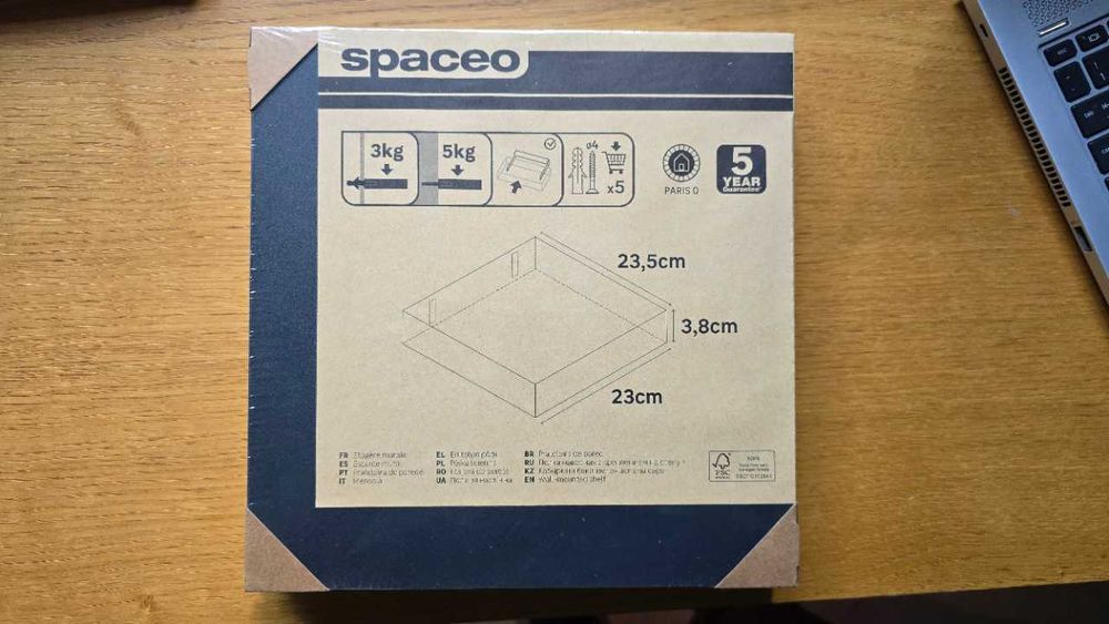 Spaceo półka ścienna komorowa czarna mat (Leroy) - 23x23x3,8cm - 3szt