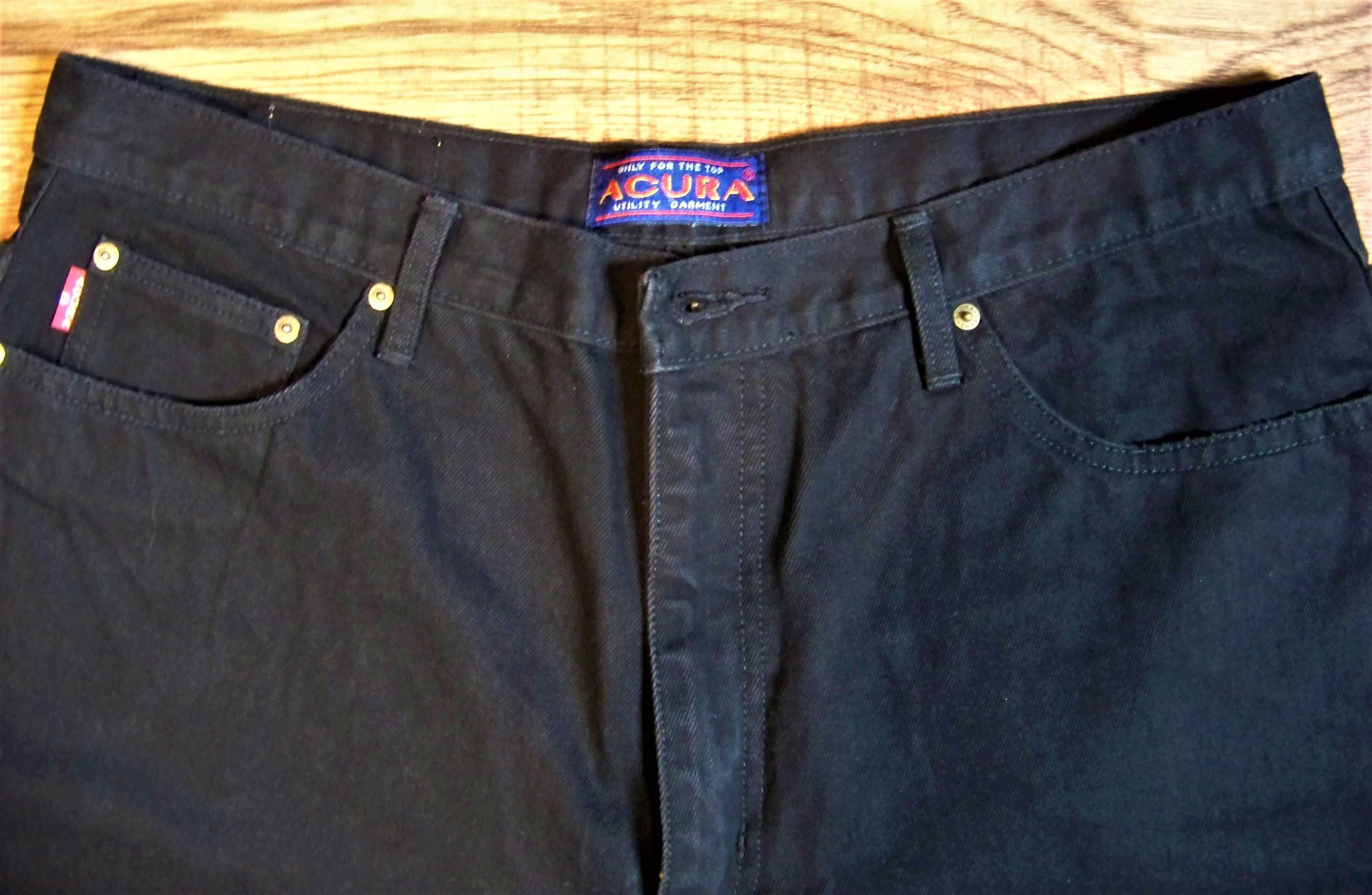 Spodnie jeansowe ACURA r.56 (XL) męskie czarne prosta nogawka
