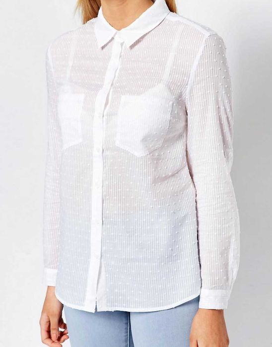 OASIS biała tłoczona koszula w paski rozm. 36/S
