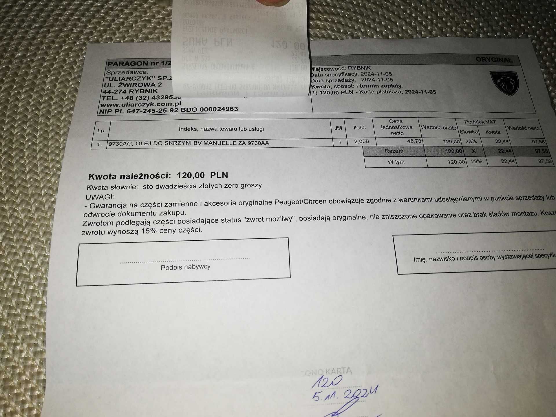 Olej do skrzyni biegów Citroen C3