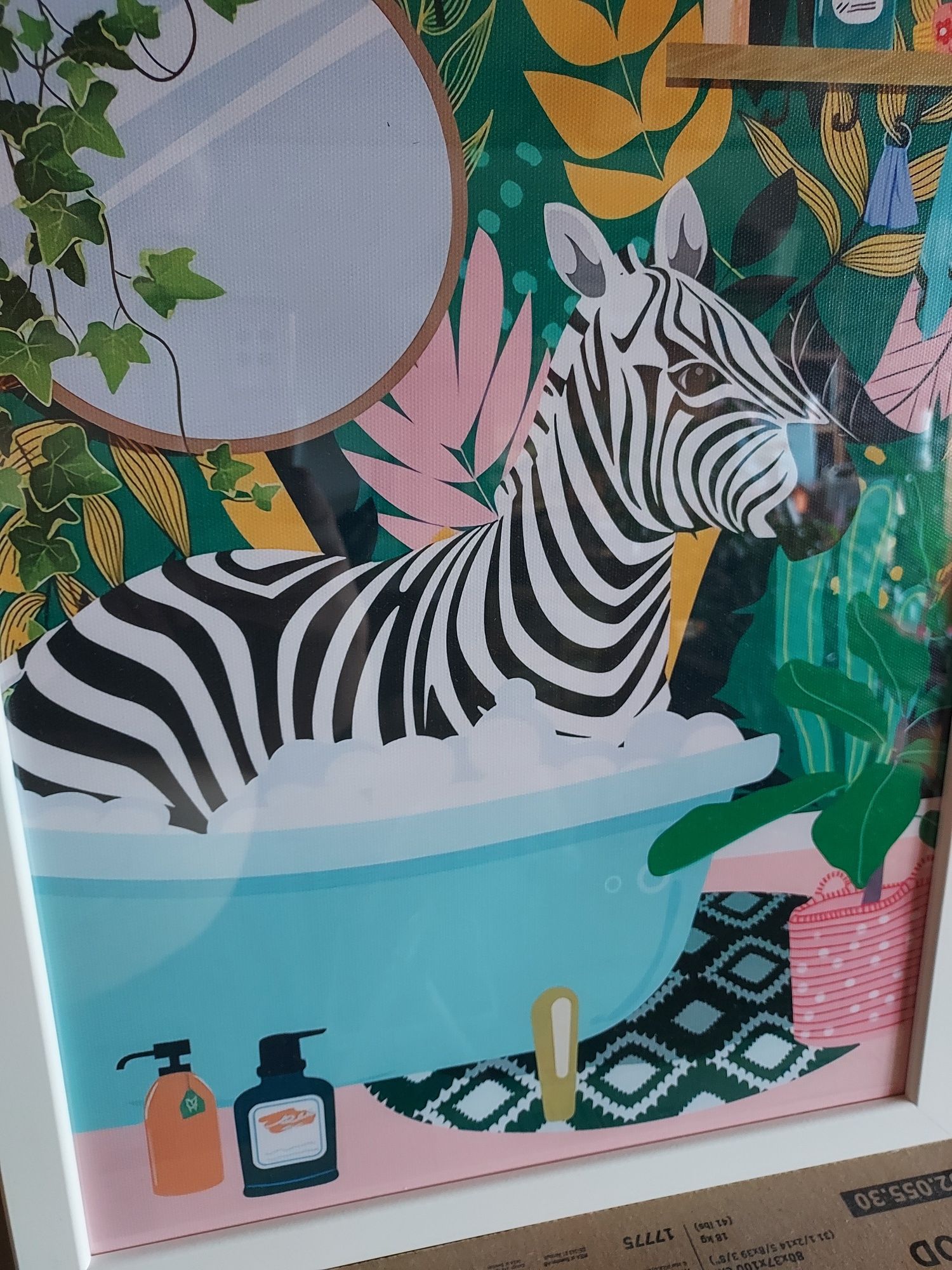 Plakat obrazek w ramce zebra w wannie