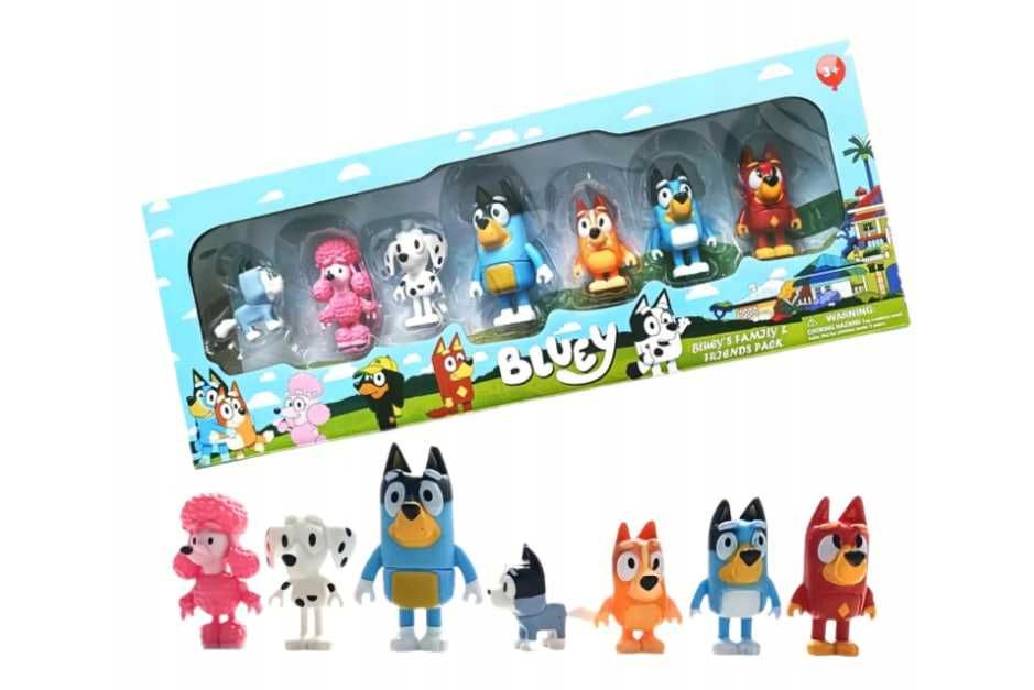 Zestaw figurek Bluey 7 szt. – Rodzinna kolekcja postaci z bajki