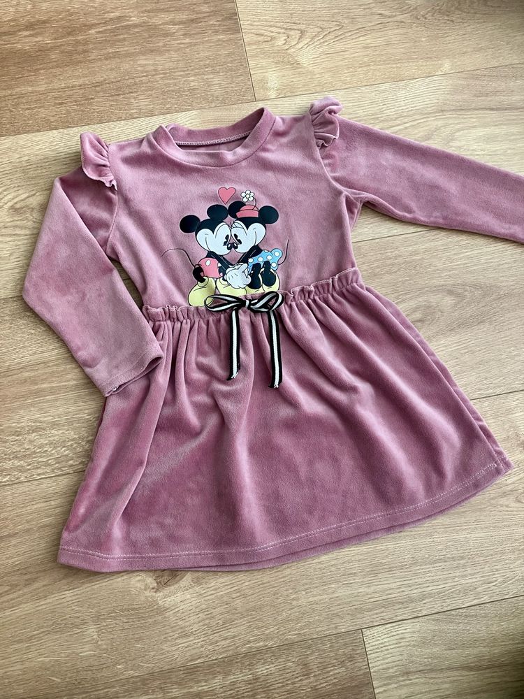 Sukienka welurowa rozmiar 92 Myszka Minnie falbanki