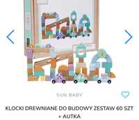 Klocki drewniane zestaw z autkami SunBaby