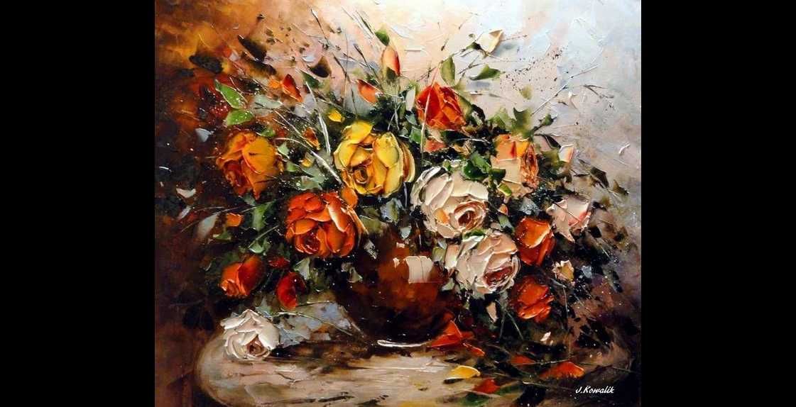 Kowalik - Róże obraz olejny 60x50cm obraz olejny