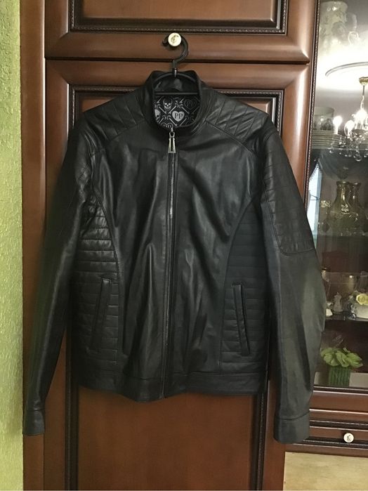 Мужская кожаная куртка в стиле Philipp Plein.Турция.
