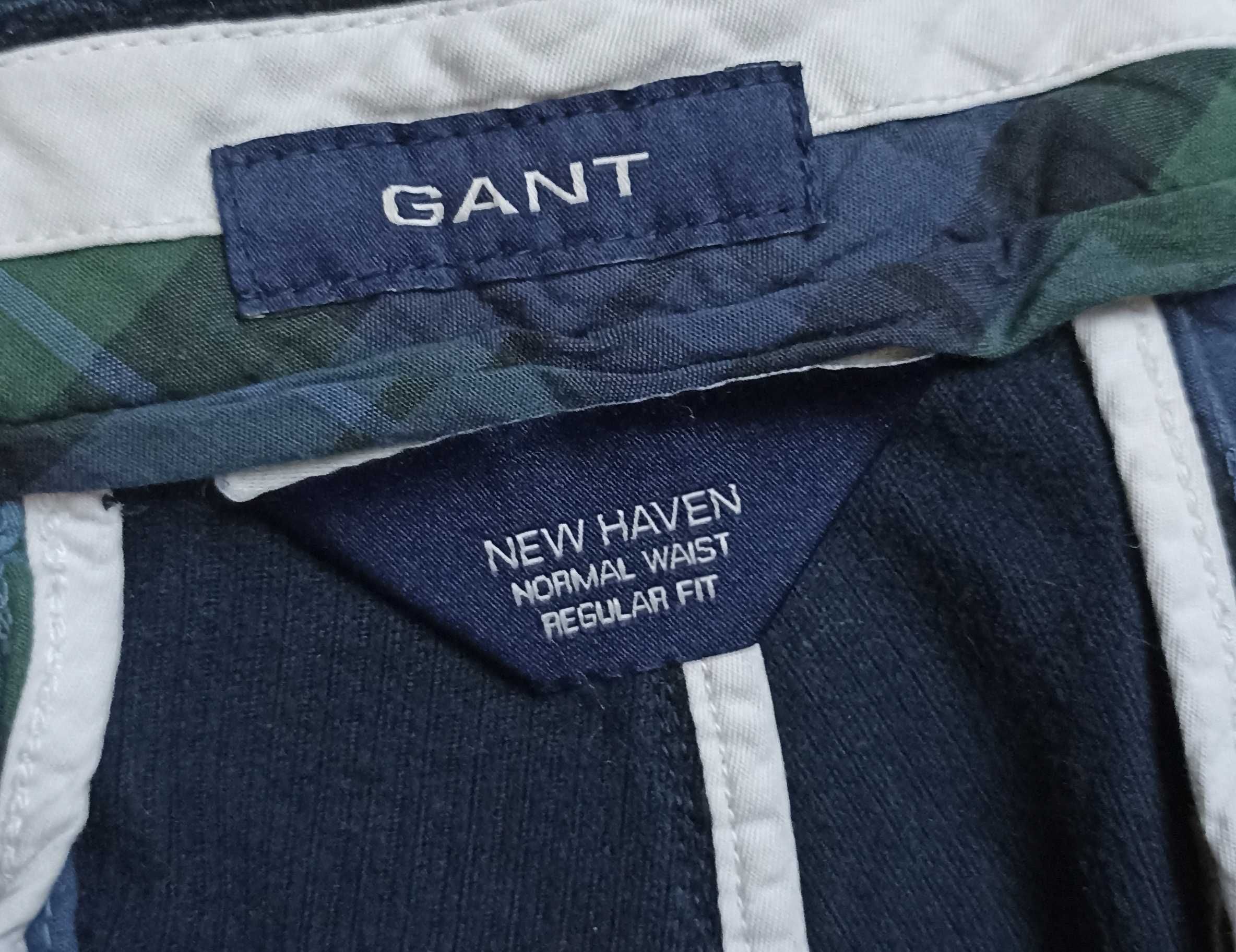 Gant new haven 36/32 sztruksowe granatowe spodnie XL męskie