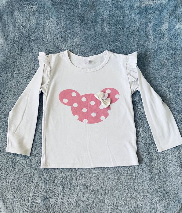 Piękny zestaw komplet dres bluzka spodnie myszka mickey Minnie kokardk