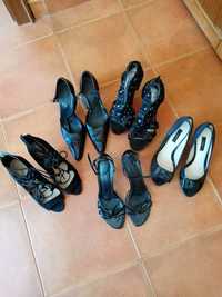 5 Pares de sapatos/Sandálias pretos nº 37