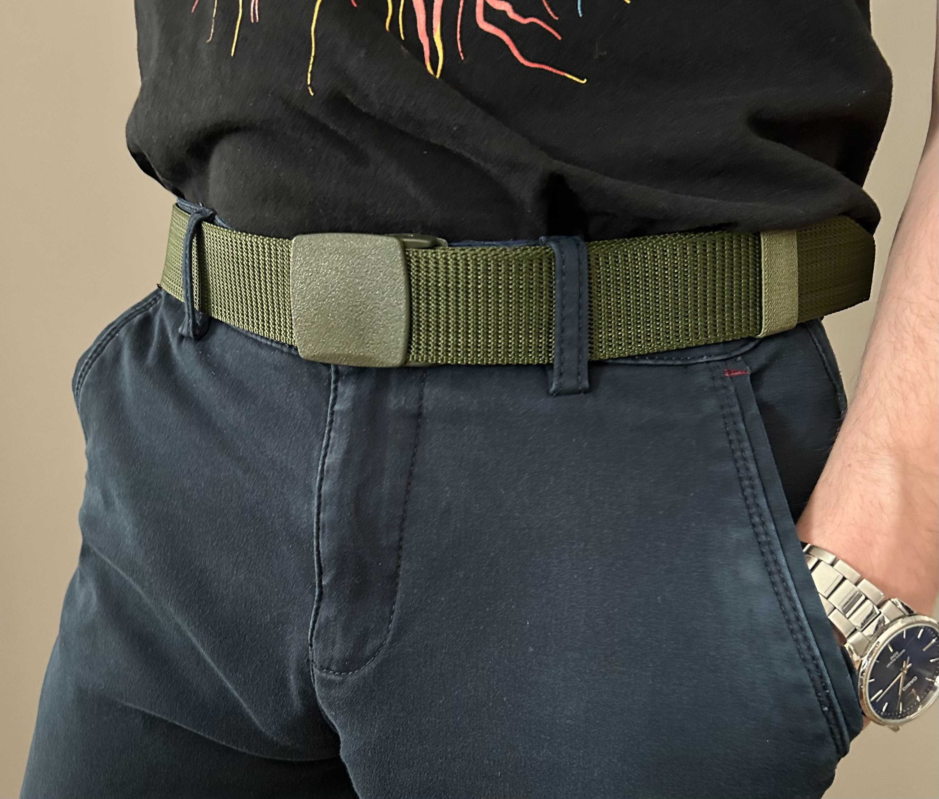 Czapka z daszkiem zielona + pasek wojskowy do spodni męski