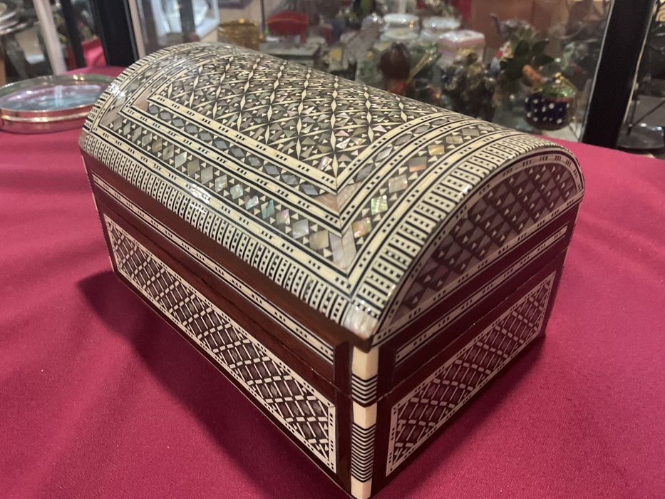 Caixa bau mosaic Sirian moorish madre pérola 16x11x9,5 cm