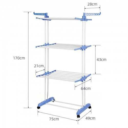 Багатоярусна сушарка для білизни Garment Rack, сушарка на колесах