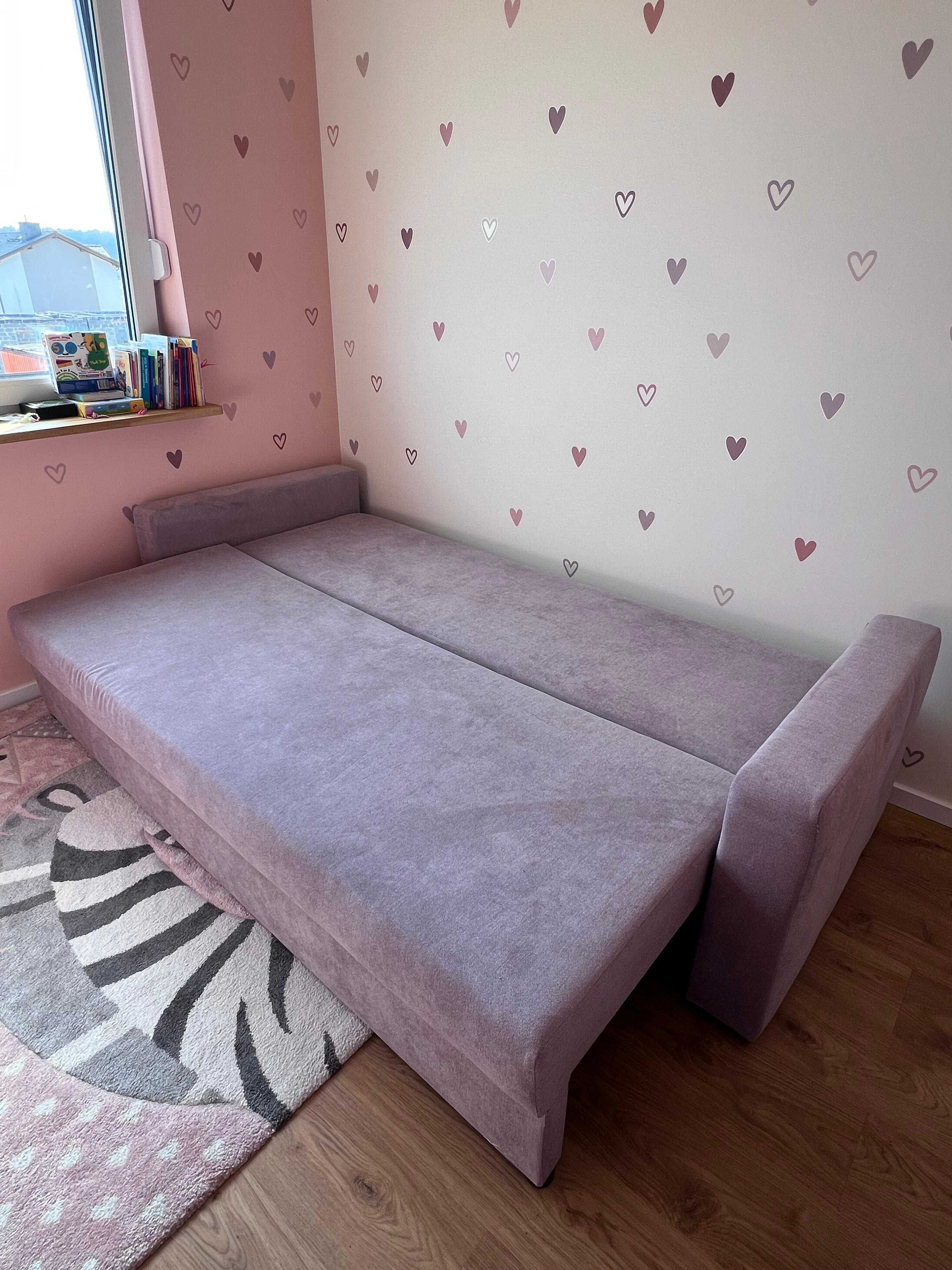 Sofa trzyosobowa rozkładana z pojemnikiem welurowa