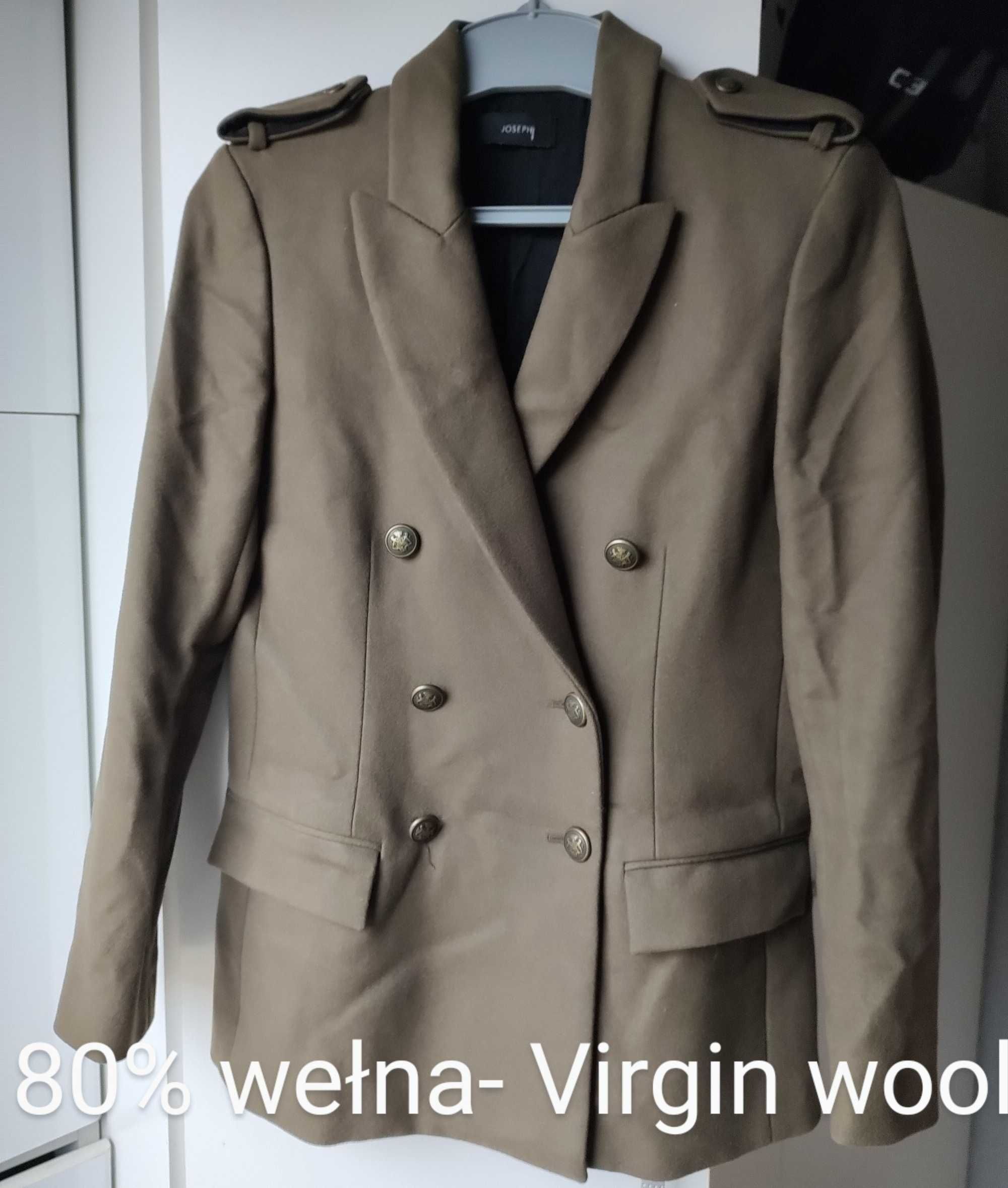 Marynarka żakiet khaki militarna guziki Joseph wełna virgin wool