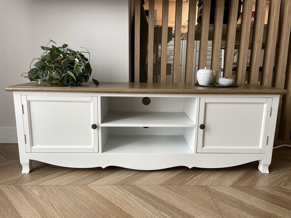 Szafka pod TV, biała, 120 x 30 x 40 cm, drewniana