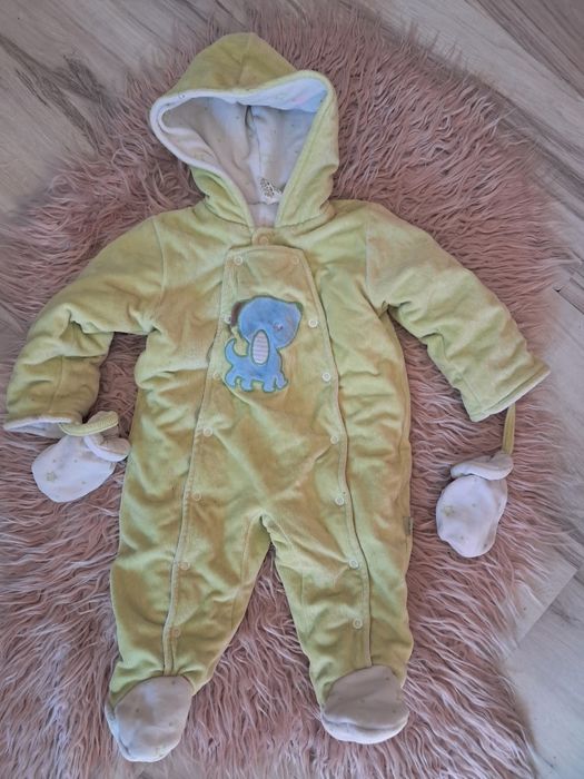 Ciepły kombinezon niemowlęcy z motywem słonika – rozmiar 3/6 mies.