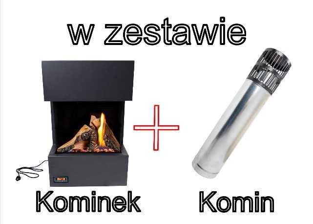 Kominek gazowy z wkładem drewnianym na gaz ziemny