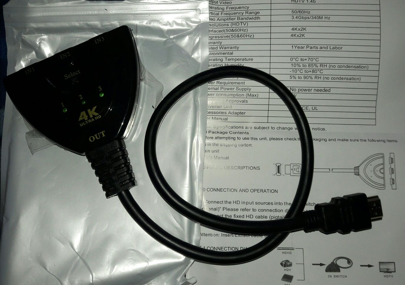 Сумматор HDMI 3х (Свитч) Switch 3 на 1