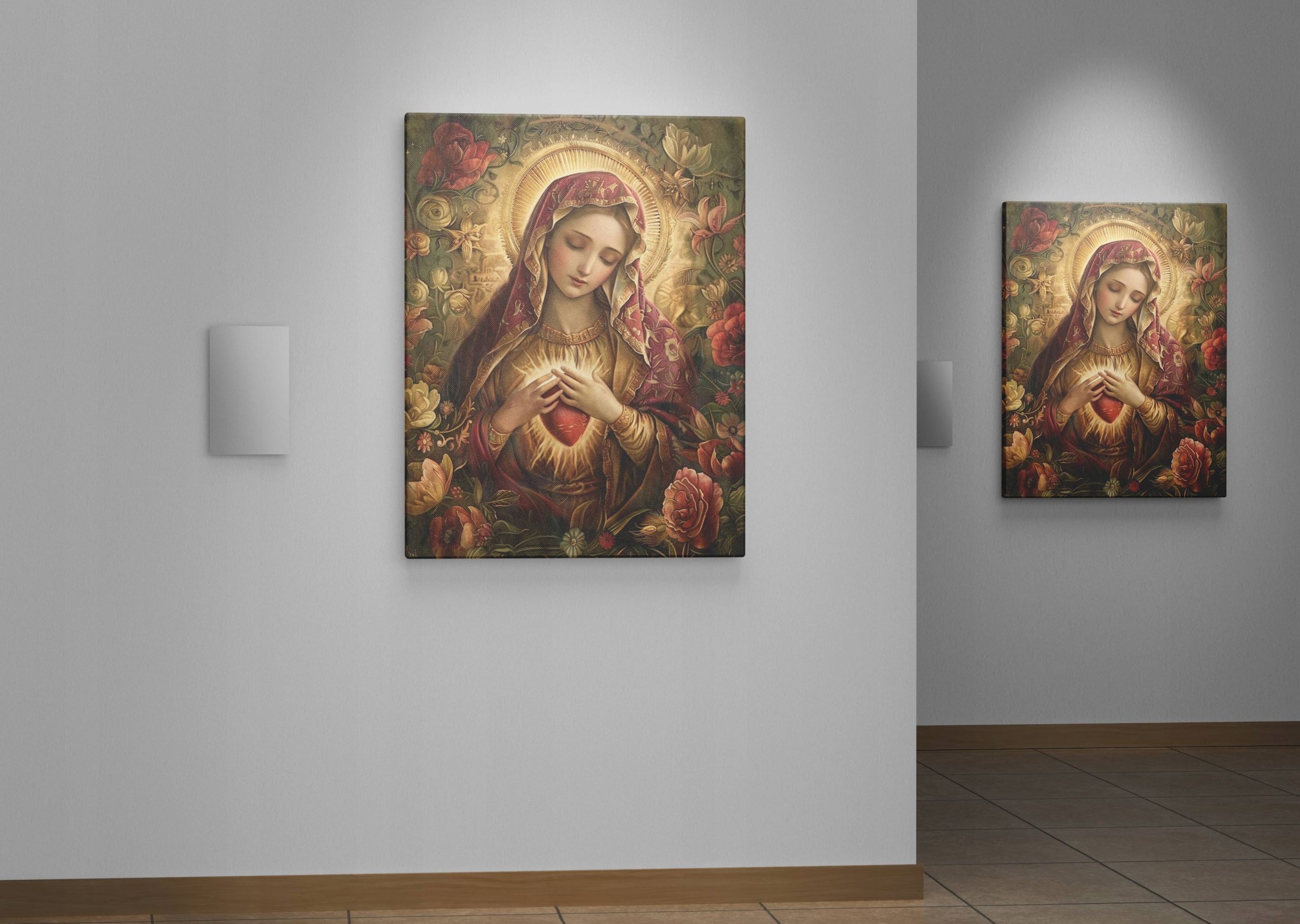 Obraz na płótnie "Serce Matki Bożej" 45x60 cm - sztuka sakralna