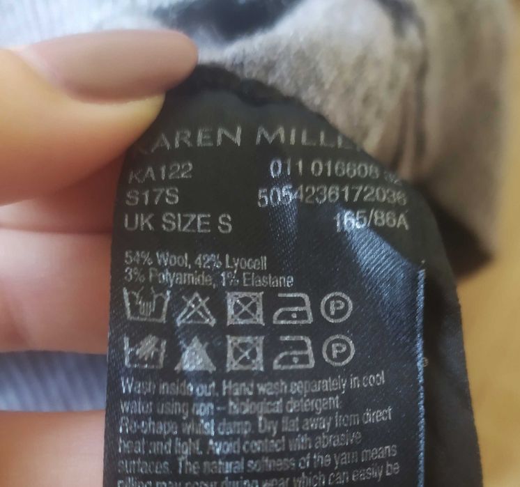 Szara wełniana sweterkowa luźna bluzka, Karen Millen, rozmiar S