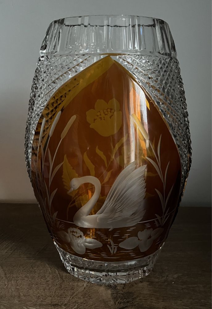 Duży, krysztalowy wazon PRL