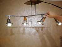 lampa plafon 4 punktowy chrom i buk + 4 żarówki Led E14