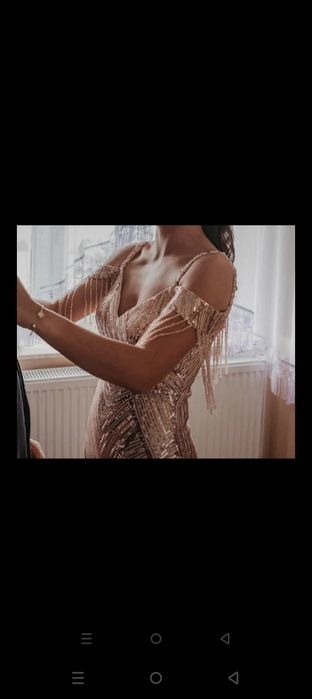 Przepiękna sukienka suknia maxi syrenka cekiny świadkowa wesele XS S