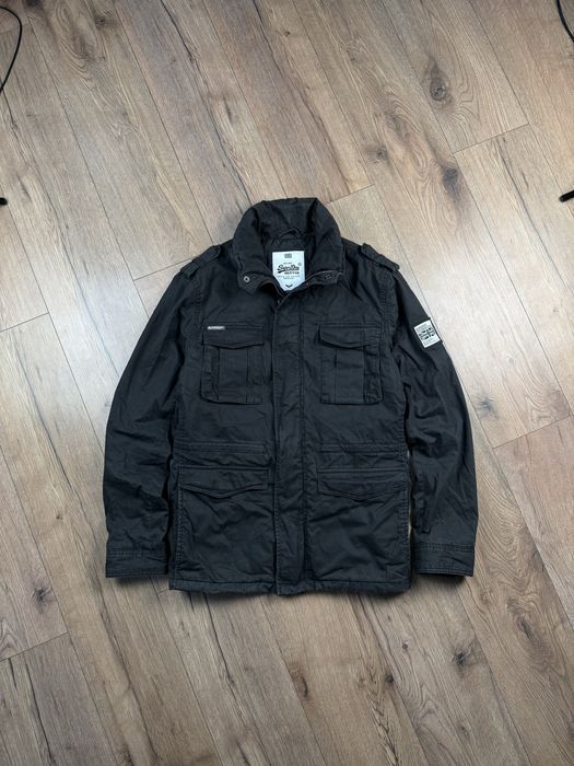 Superdry Military чорна куртка L утеплена Premium темно сіра зелена