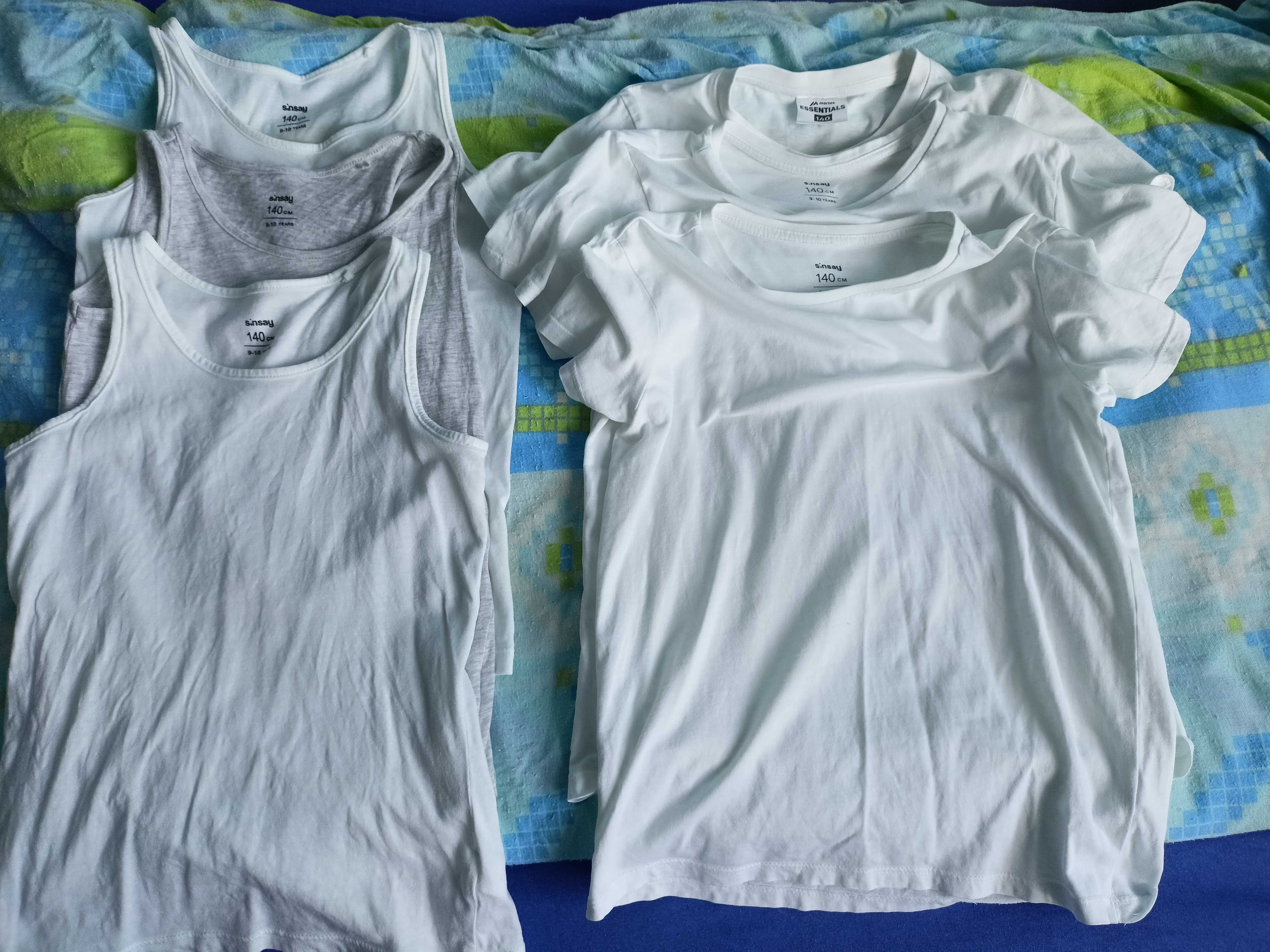 6 pak Białe T-shirty ramiaki Sinsay 140