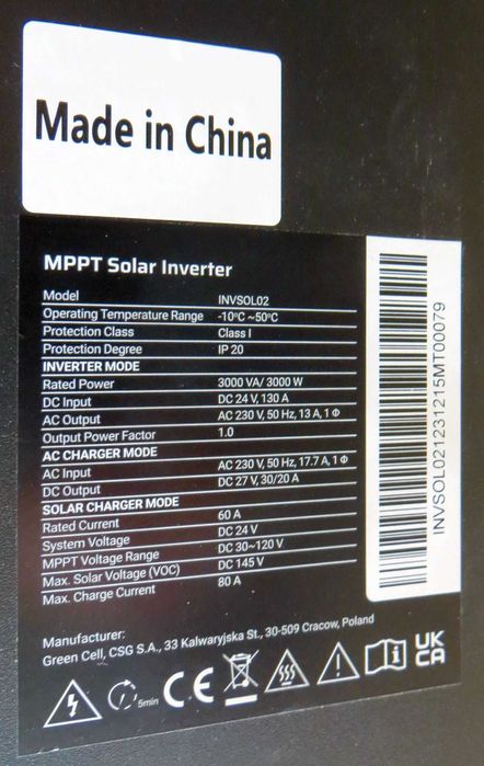 Inverter offgrid off-grid GreenCell 24V 3kW PV 50A gwarancja