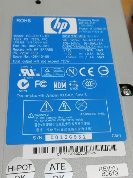 HP PS-3701-1C 725 WATT - Fontes de alimentação redundantes