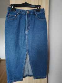 Spódnica jeansowa midi z rozporkiem