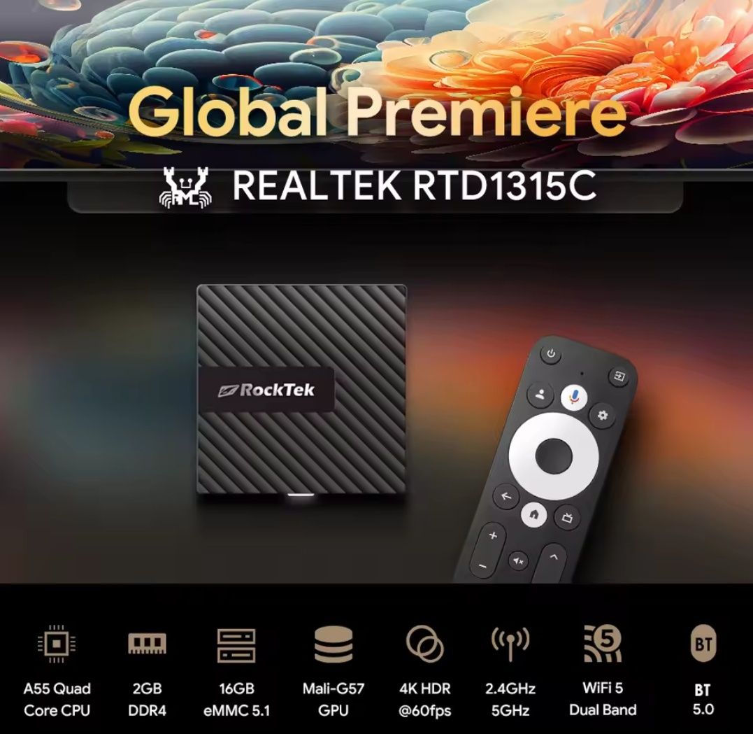 СМАРТ ТВ RockTek GB1 2/16 ГБ Google TV 12