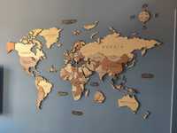 Mapa do mundo 3D (em madeira). Decoração de parede. Somos fabricantes!