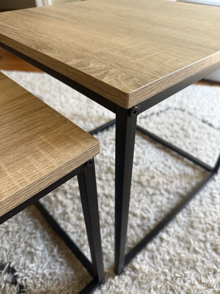 Conjunto de 2 Mesas Laterais / de Apoio – Estilo Industrial