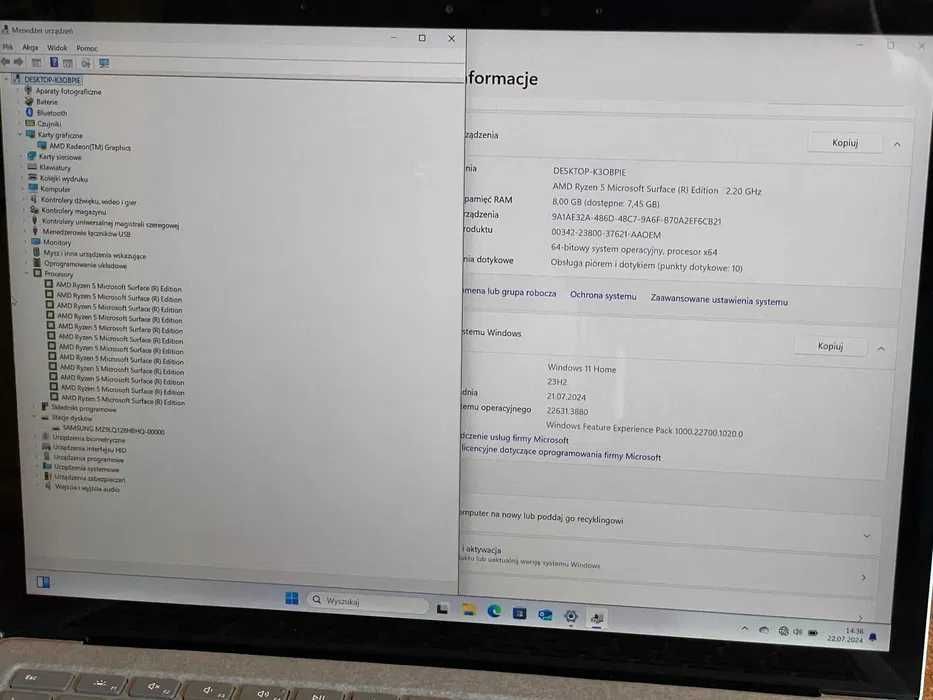 Microsoft Surface Laptop 4 13" Ryzen 5/8GB/128GB SSD/Win11 Platynowy