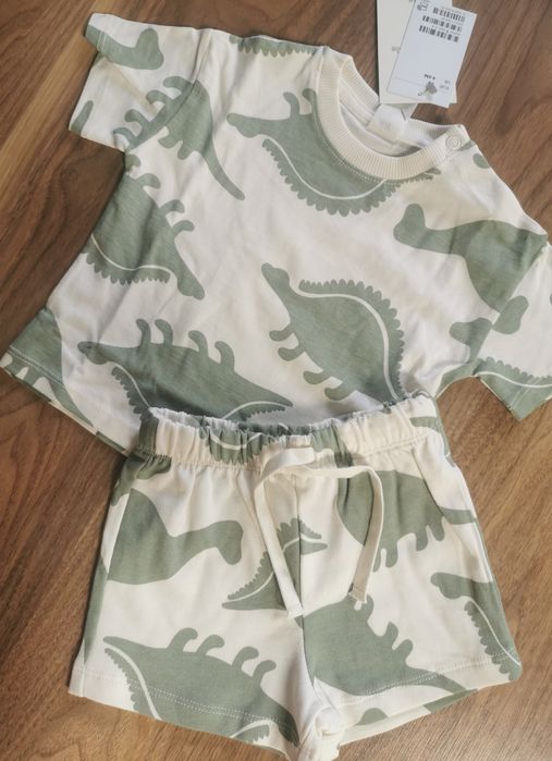 Bawełniany komplet w dinozaury H&M roz. 68