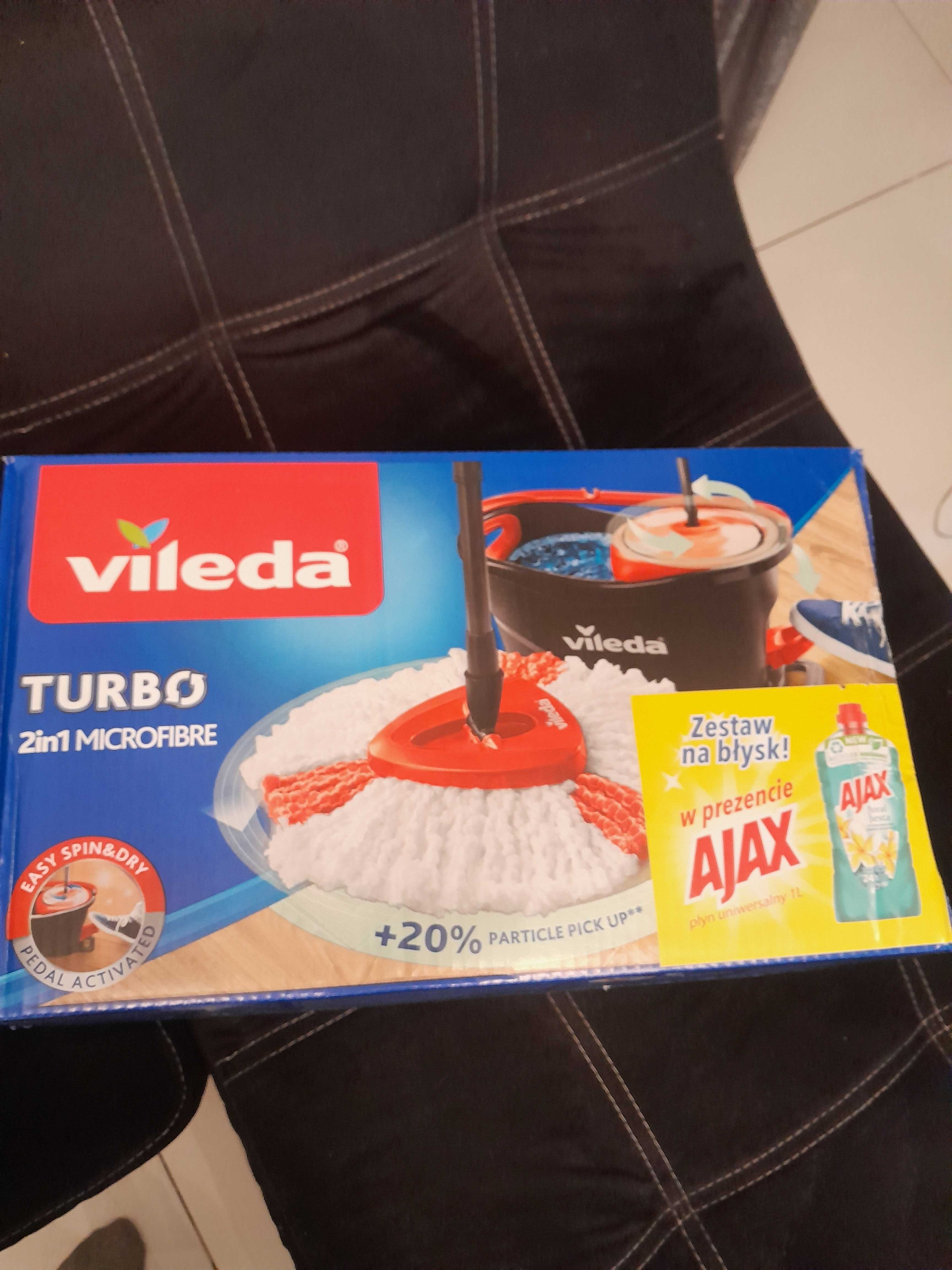 Wiadro i mop obrotowy Vileda Turbo 2 w 1 + Płyn Ajax nowe