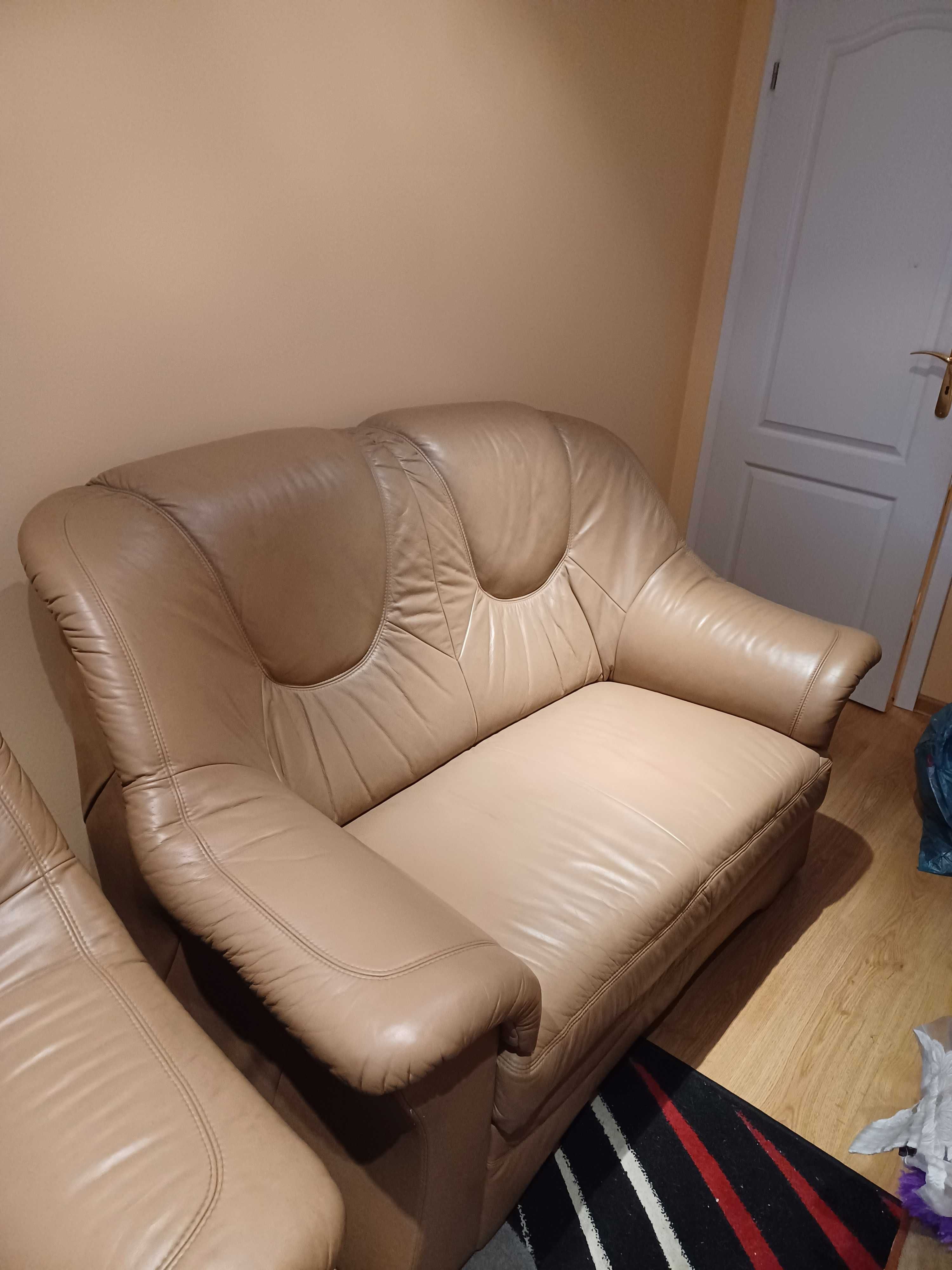 Sofa 2 +Fotel Skóra Naturalna Meble Bydgoskie