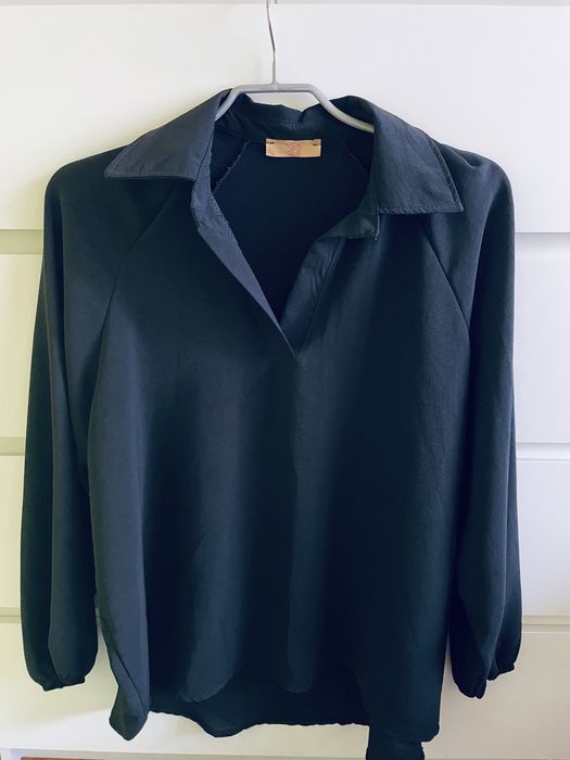 Asymetryczna koszula święta czarna damska bluzka uniwersalna