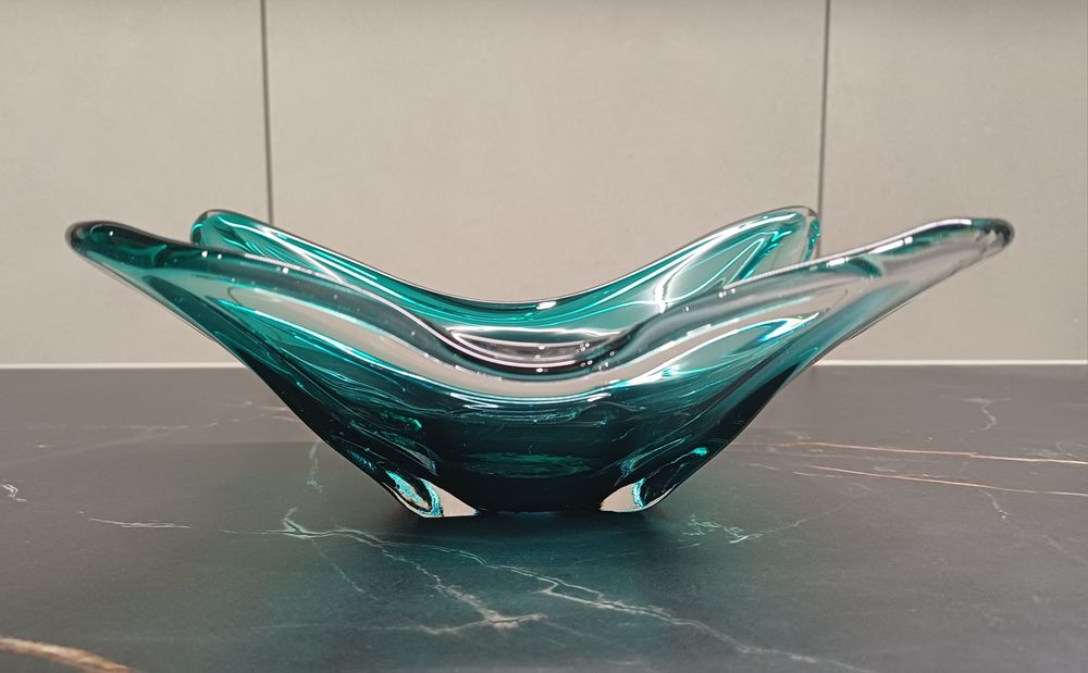 Turkusowa misa szkło czeskie